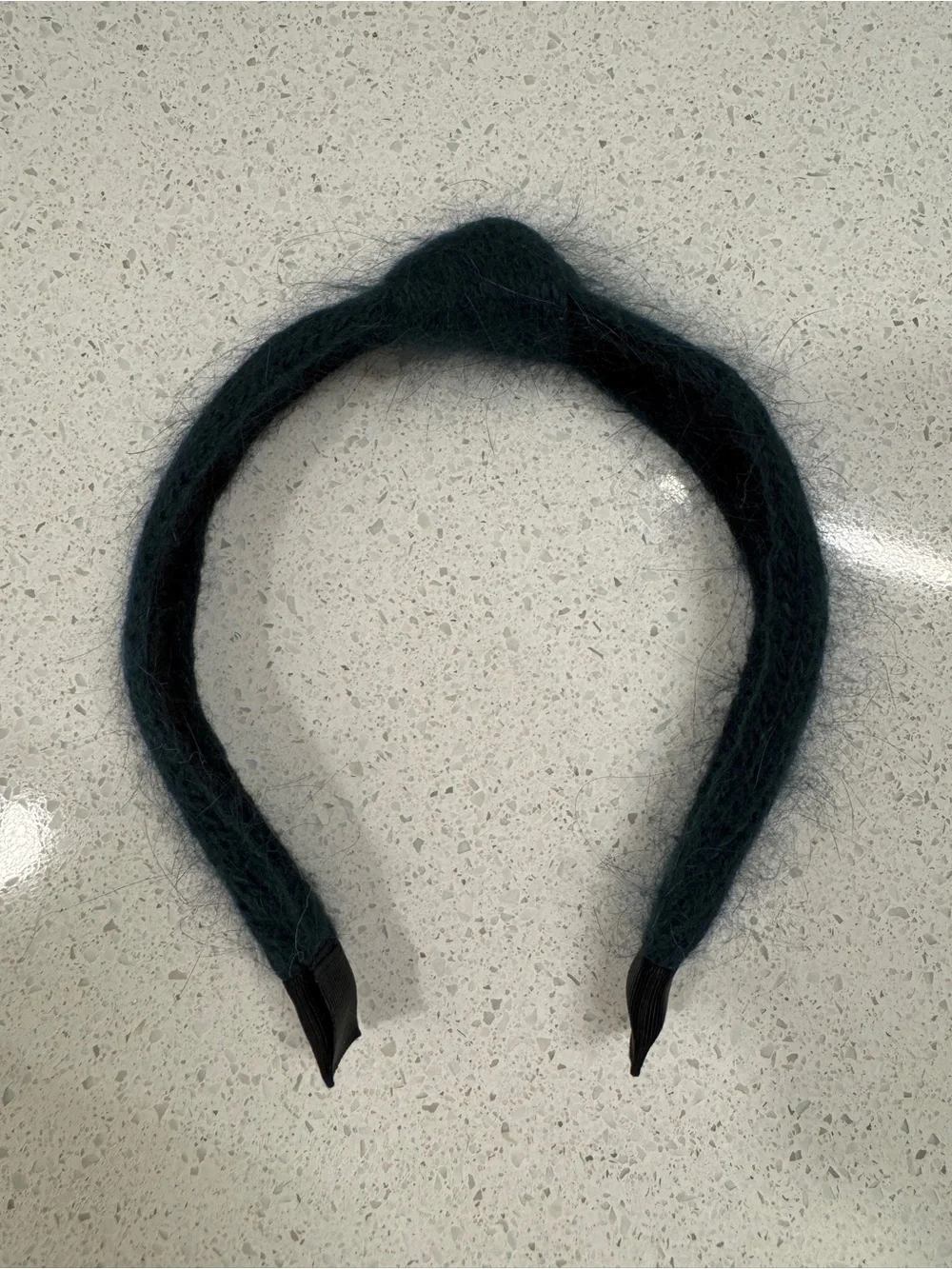 Fuzzy Knotted Headband in Dark Teal